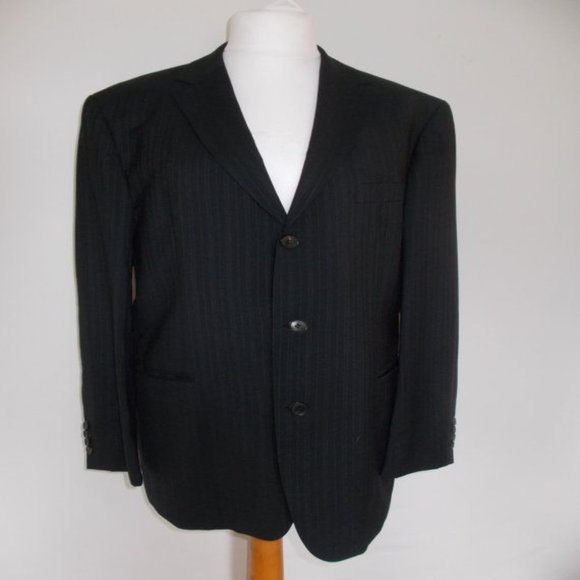 Hugo Boss Men's Single Breasted 3 Button Pinstripe Blazer Jacket Size XL Black - Picture 1 of 8